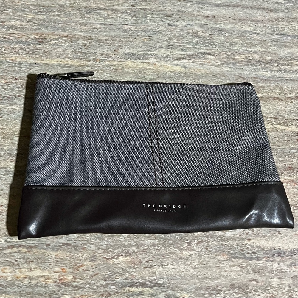 The Bridge Men's Gray and Brown Pouch by Lufthansa Business Class